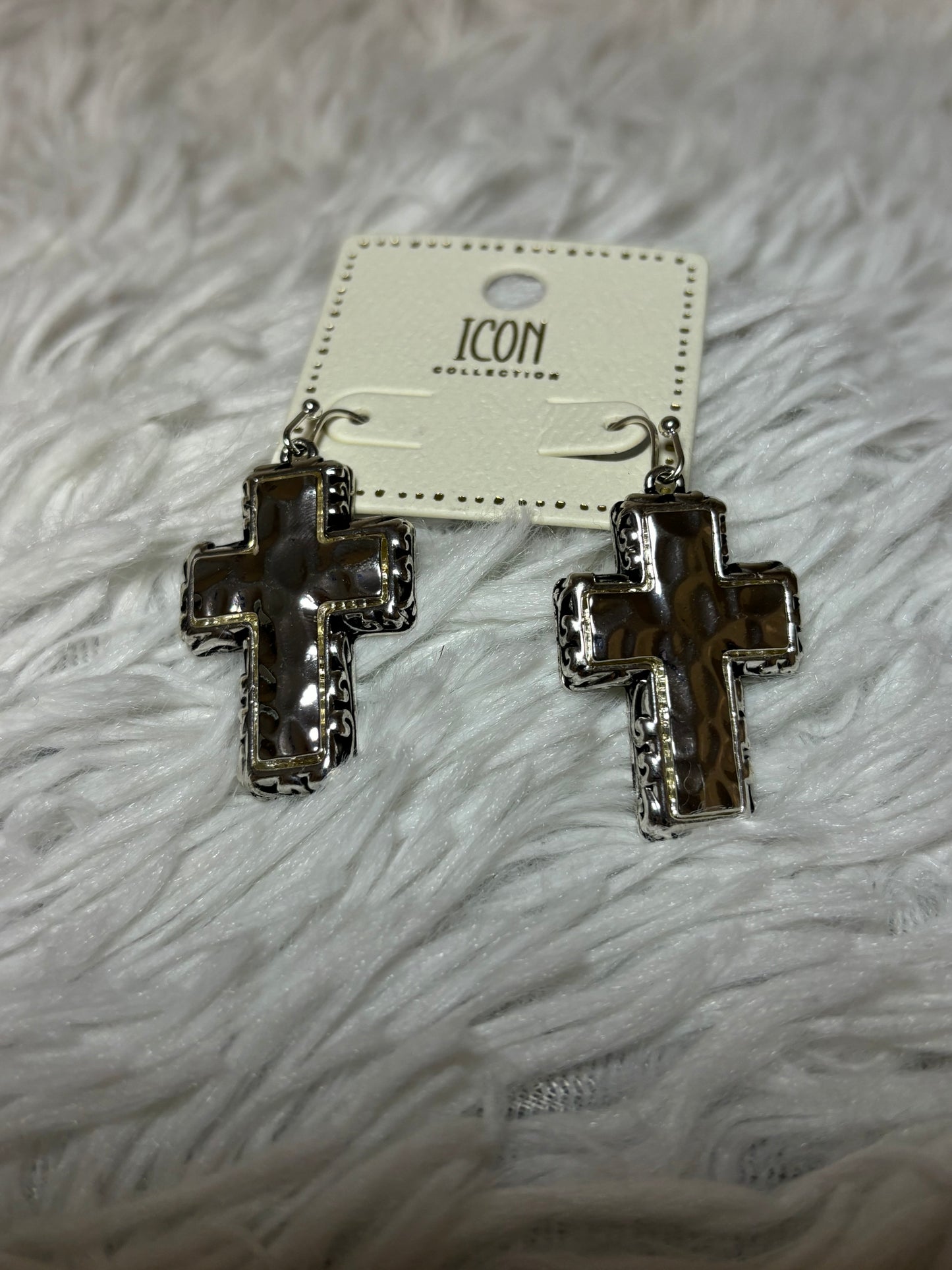 Tailored Filigree Cross Dangle Earrings