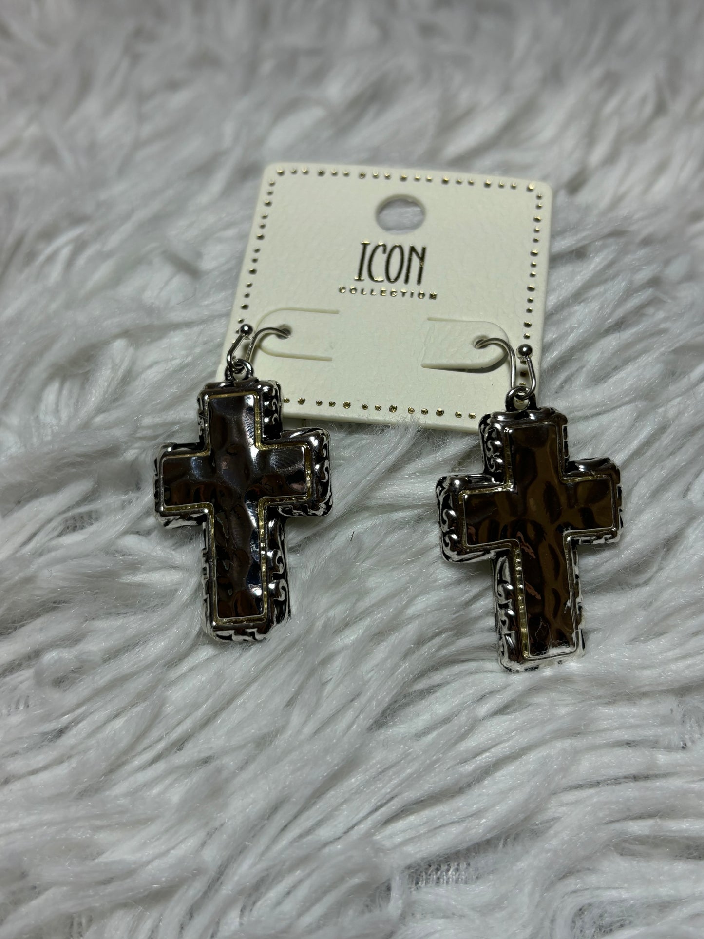 Tailored Filigree Cross Dangle Earrings