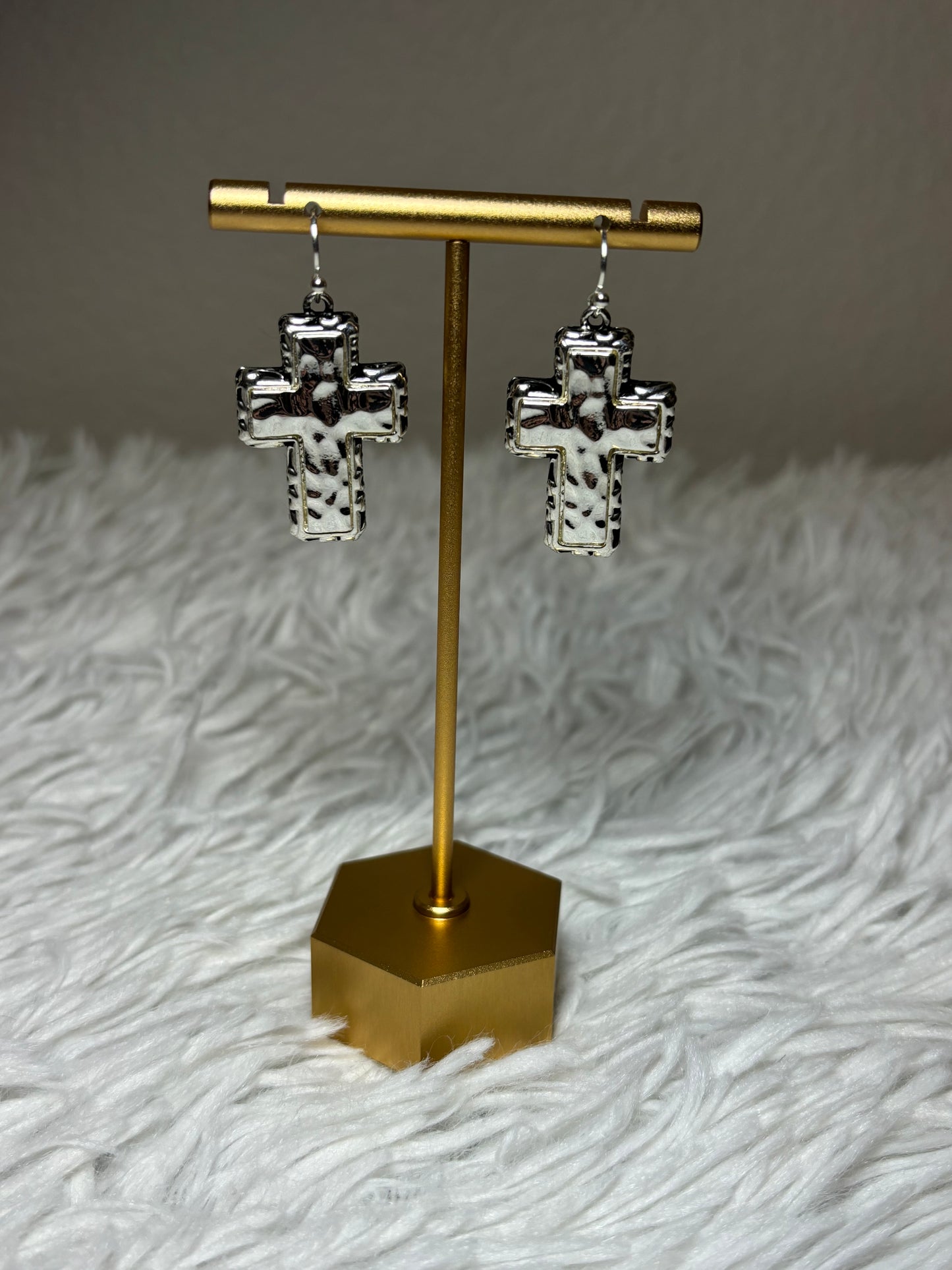 Tailored Filigree Cross Dangle Earrings