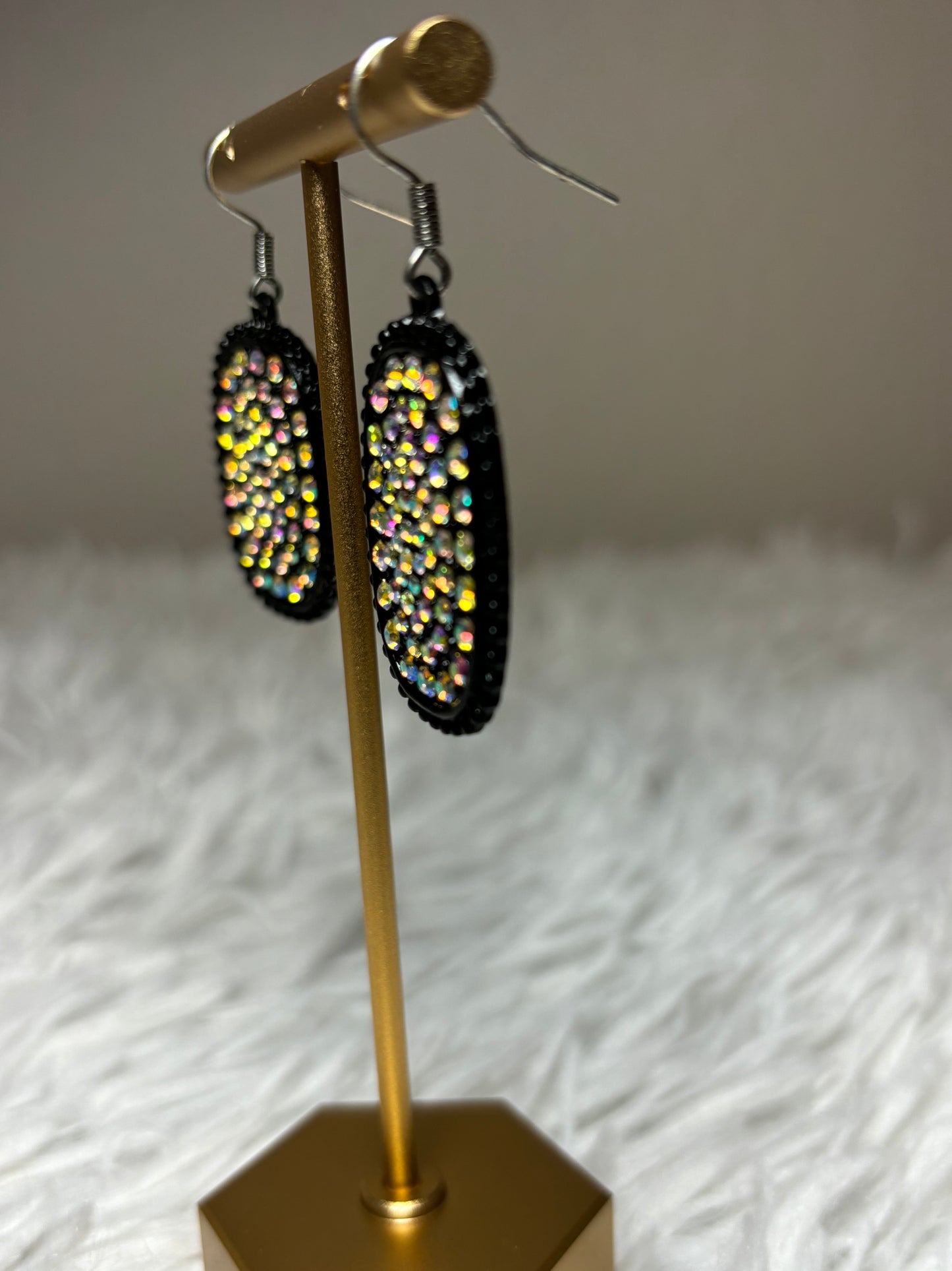 Oval AB Dangle Earrings