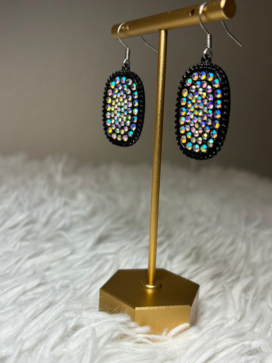 Oval AB Dangle Earrings