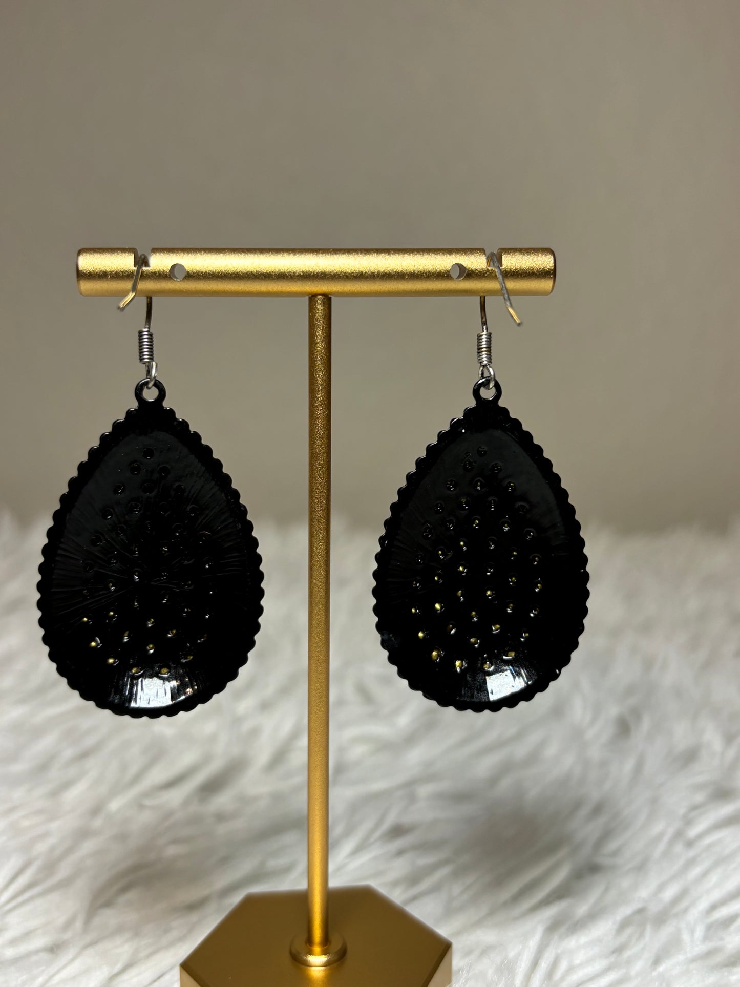 Black AB Teardrop Dangle Earrings