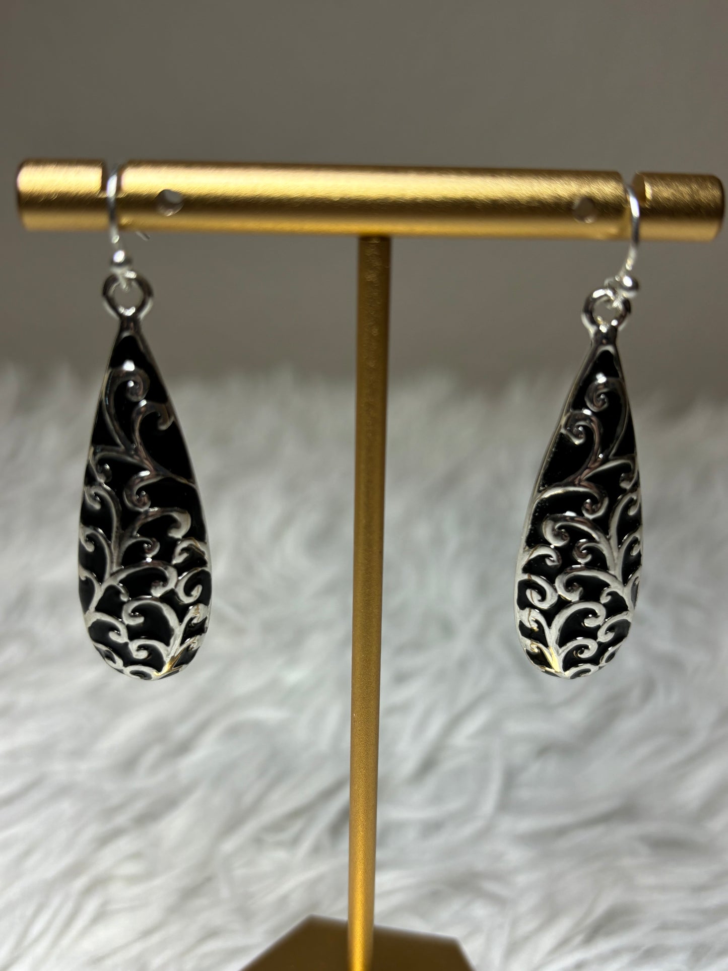 Silver Teardrop Dangle Earrings