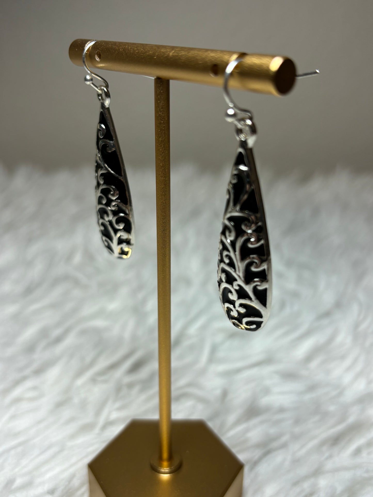 Silver Teardrop Dangle Earrings