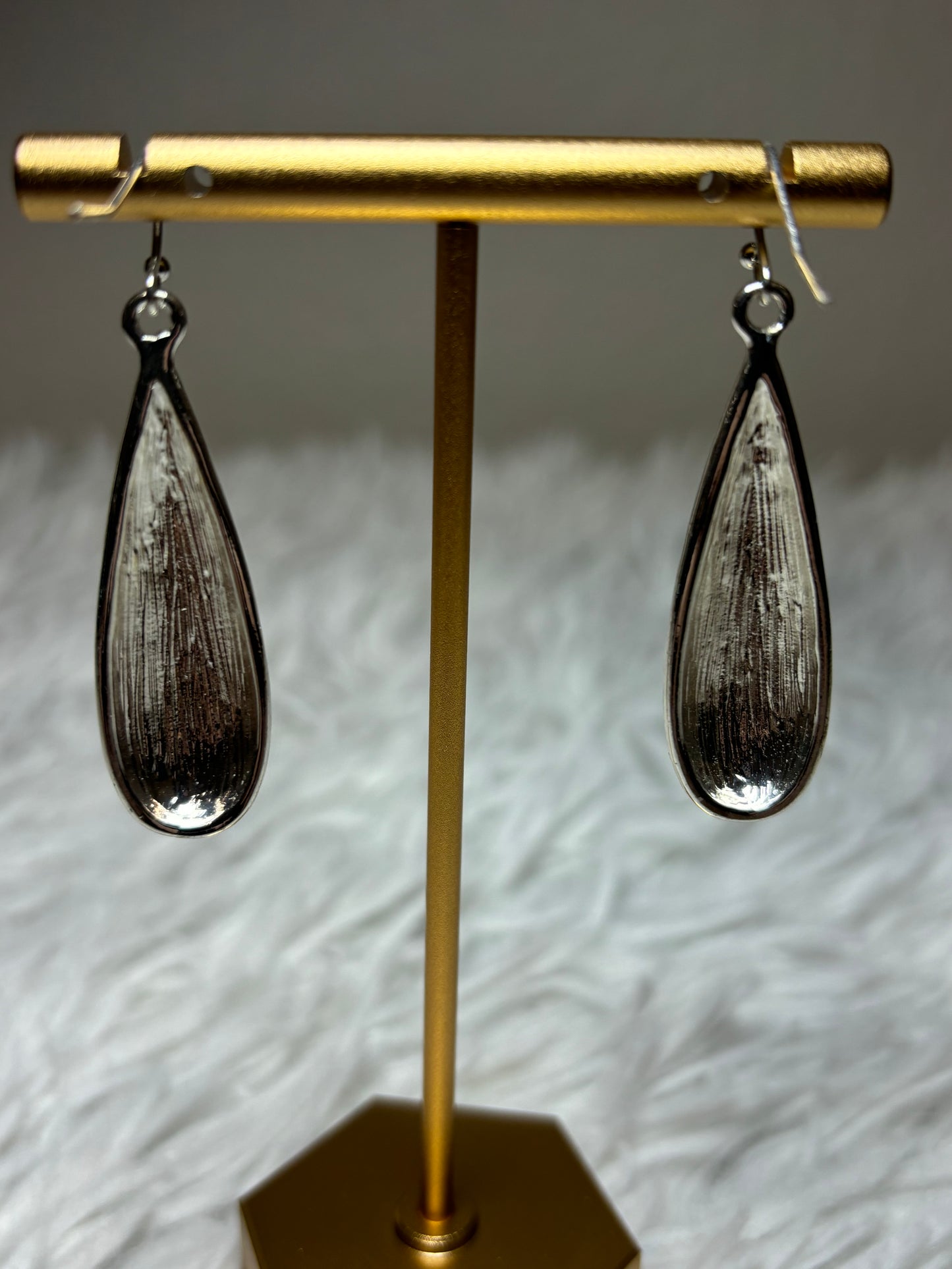 Silver Teardrop Dangle Earrings
