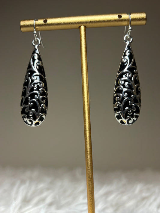 Silver Teardrop Dangle Earrings