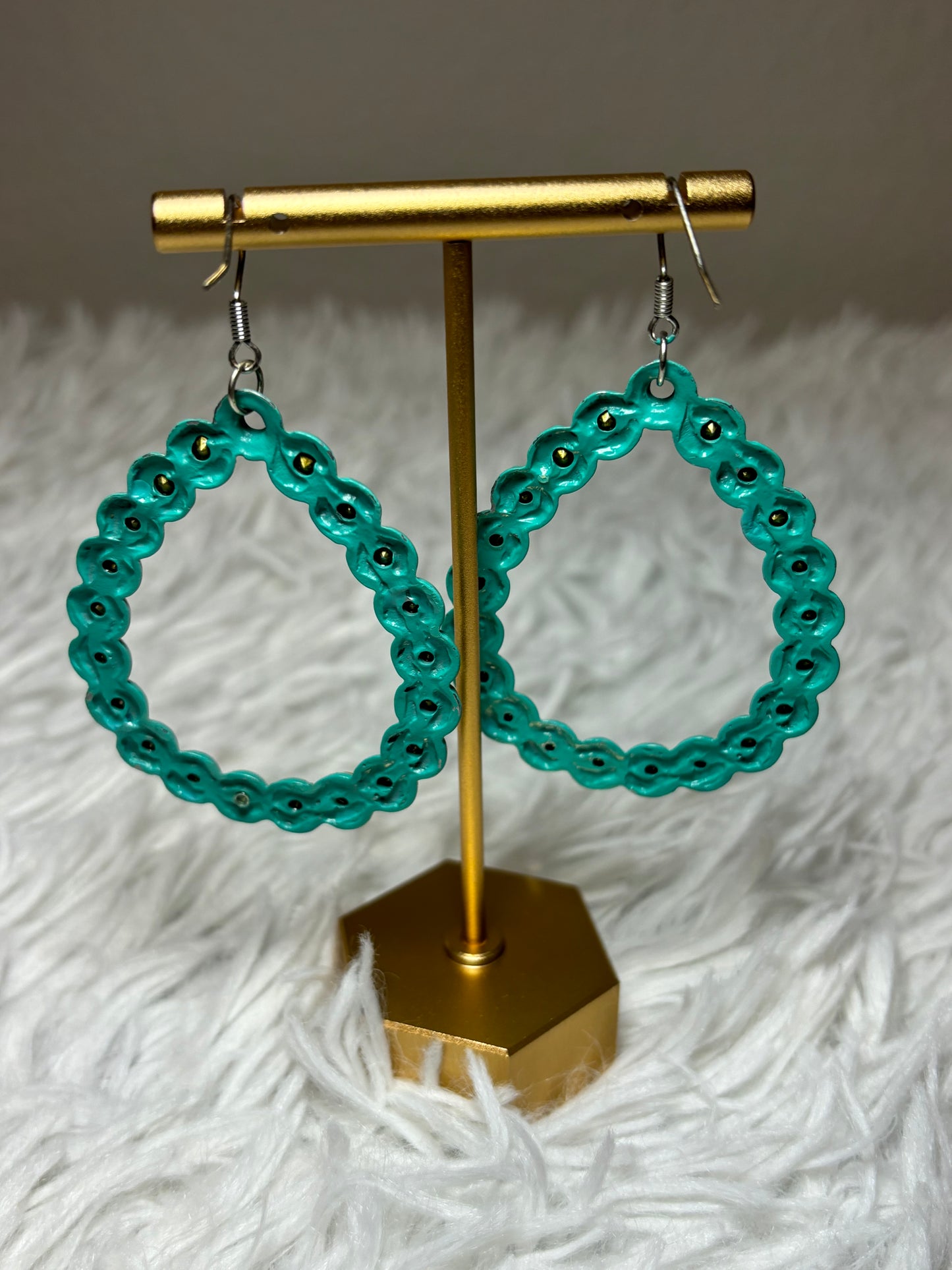 Turquoise Earrings with AB Rhinestones