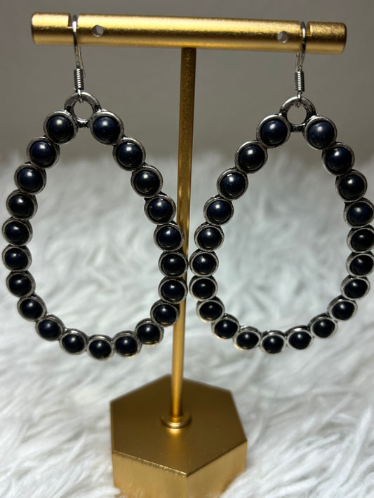 Black Bead Teardrop Earrings