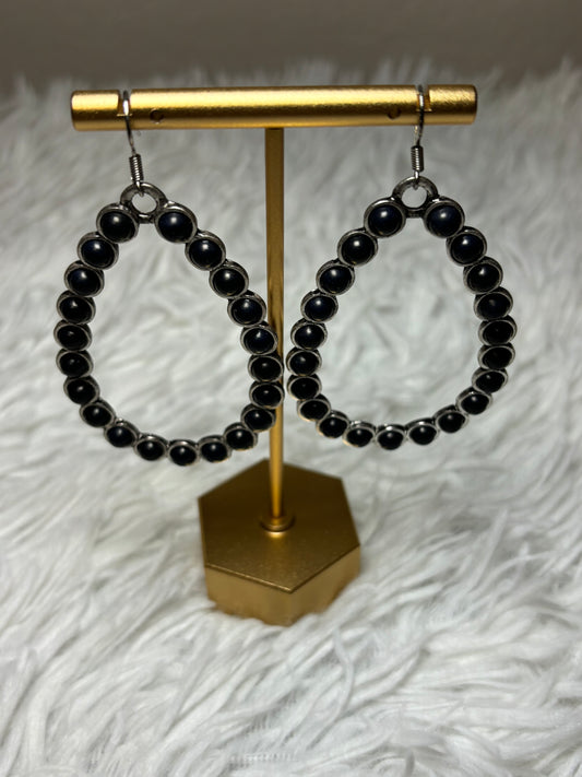 Black Bead Teardrop Earrings