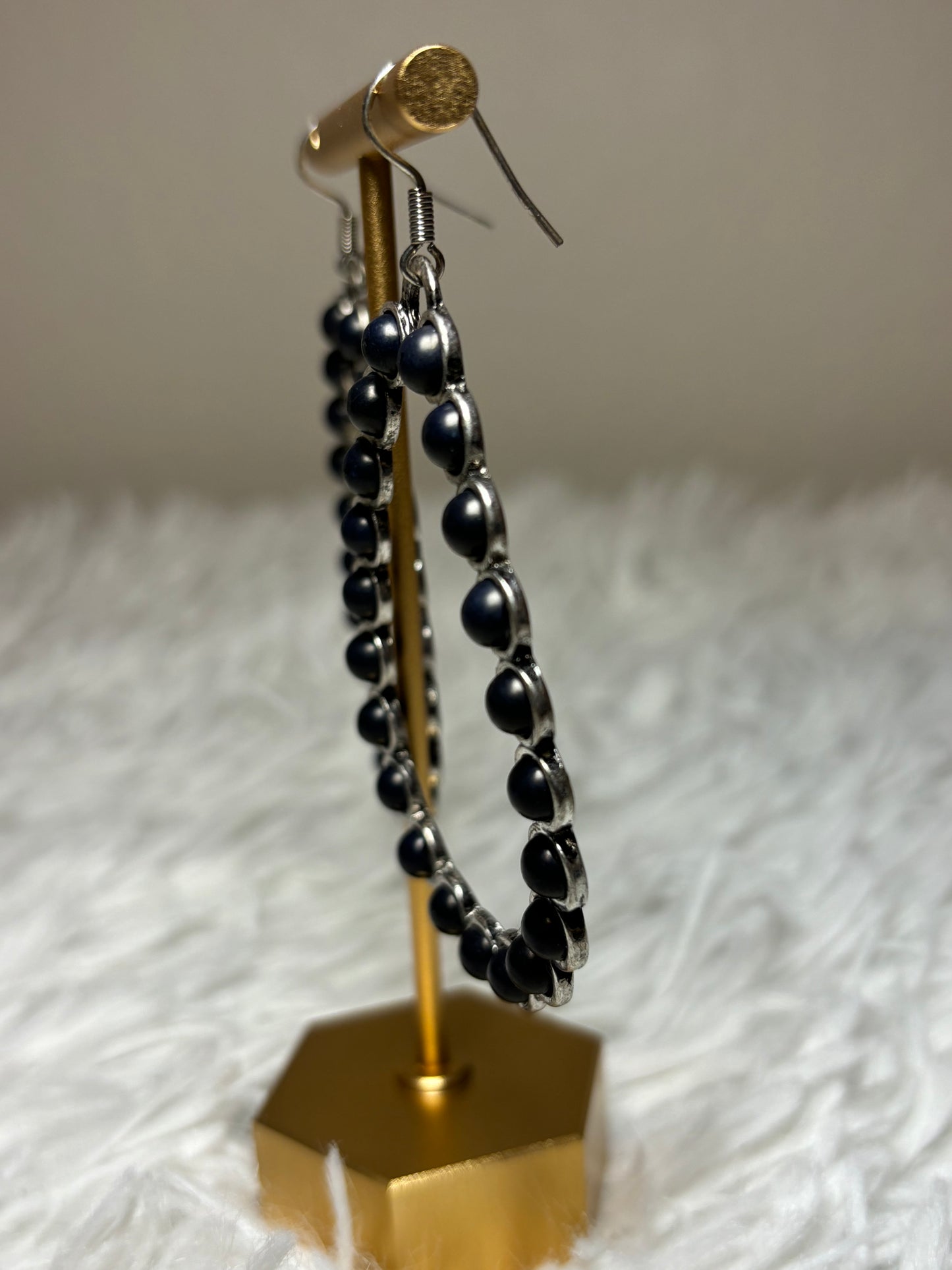 Black Bead Teardrop Earrings