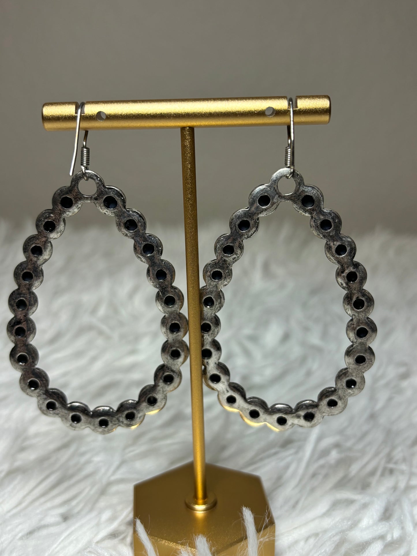 Black Bead Teardrop Earrings