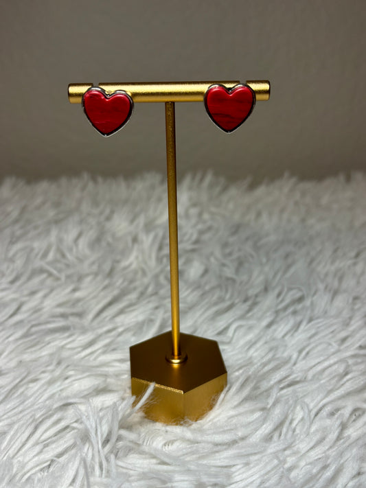 Red Heart Stud Earrings