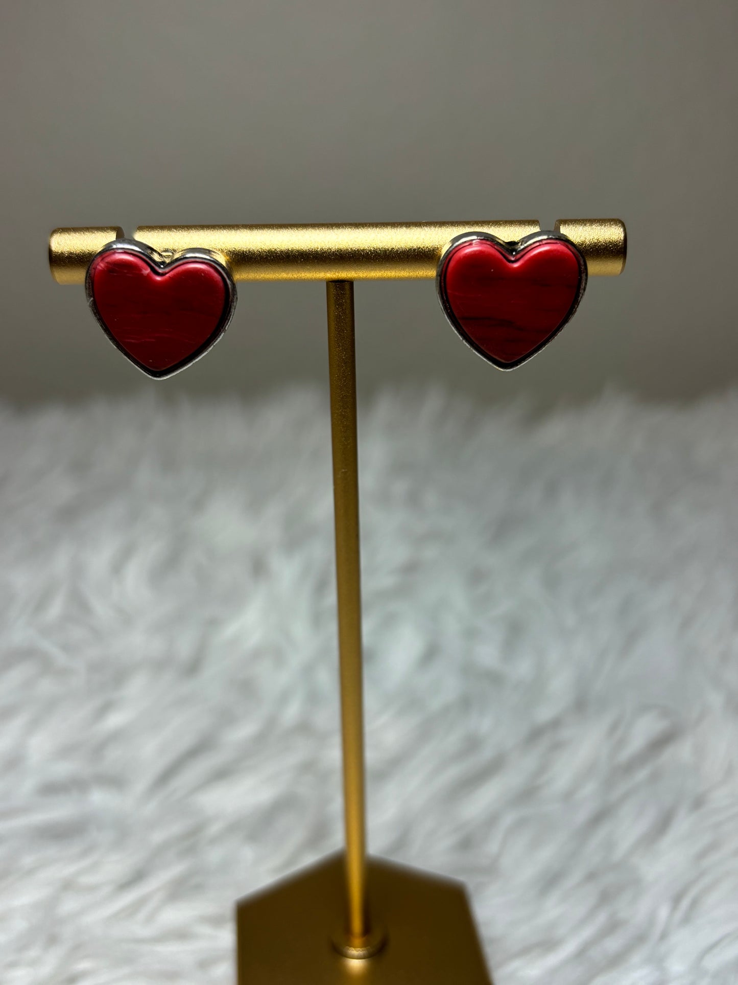 Red Heart Stud Earrings