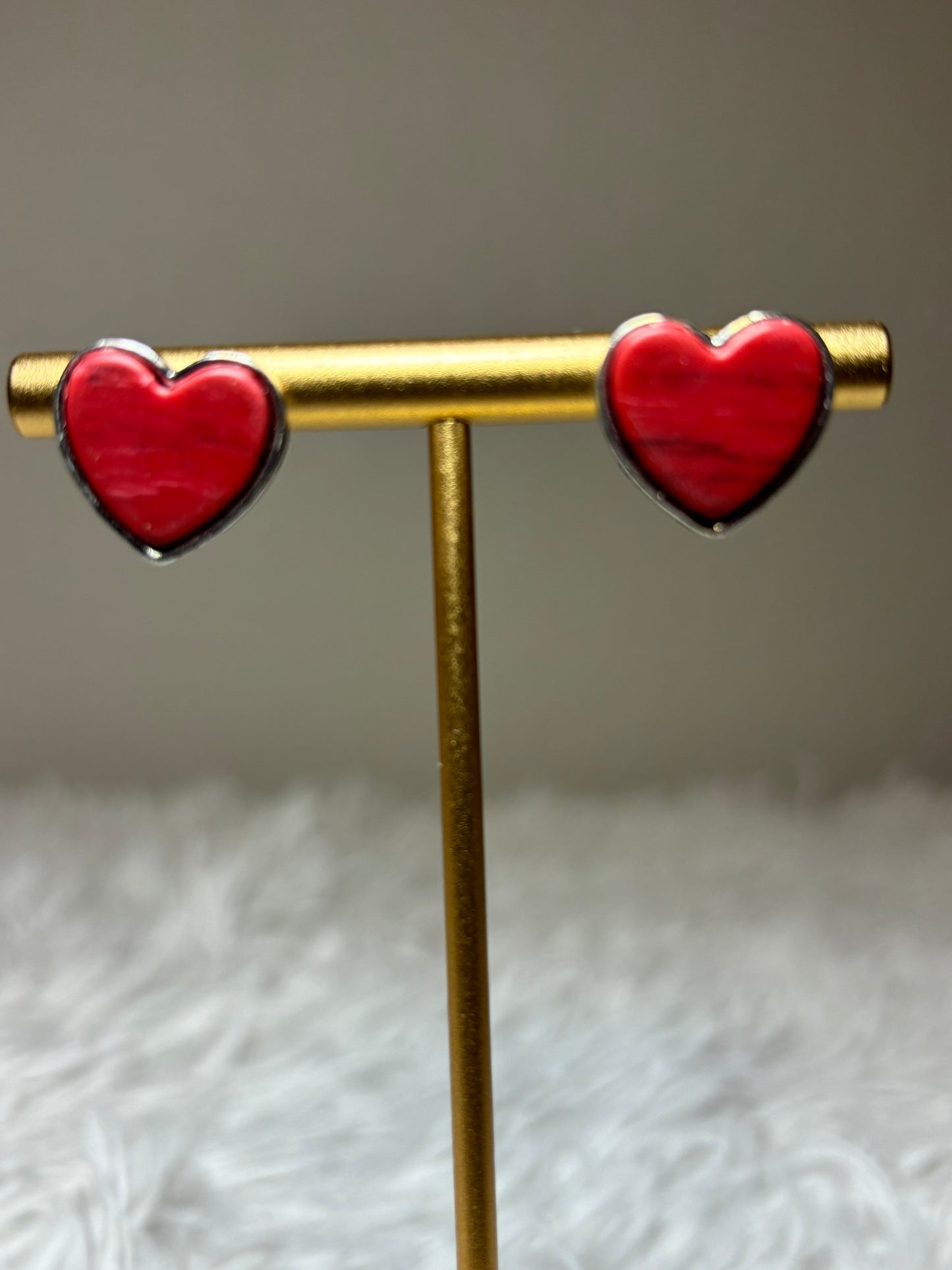 Red Heart Stud Earrings