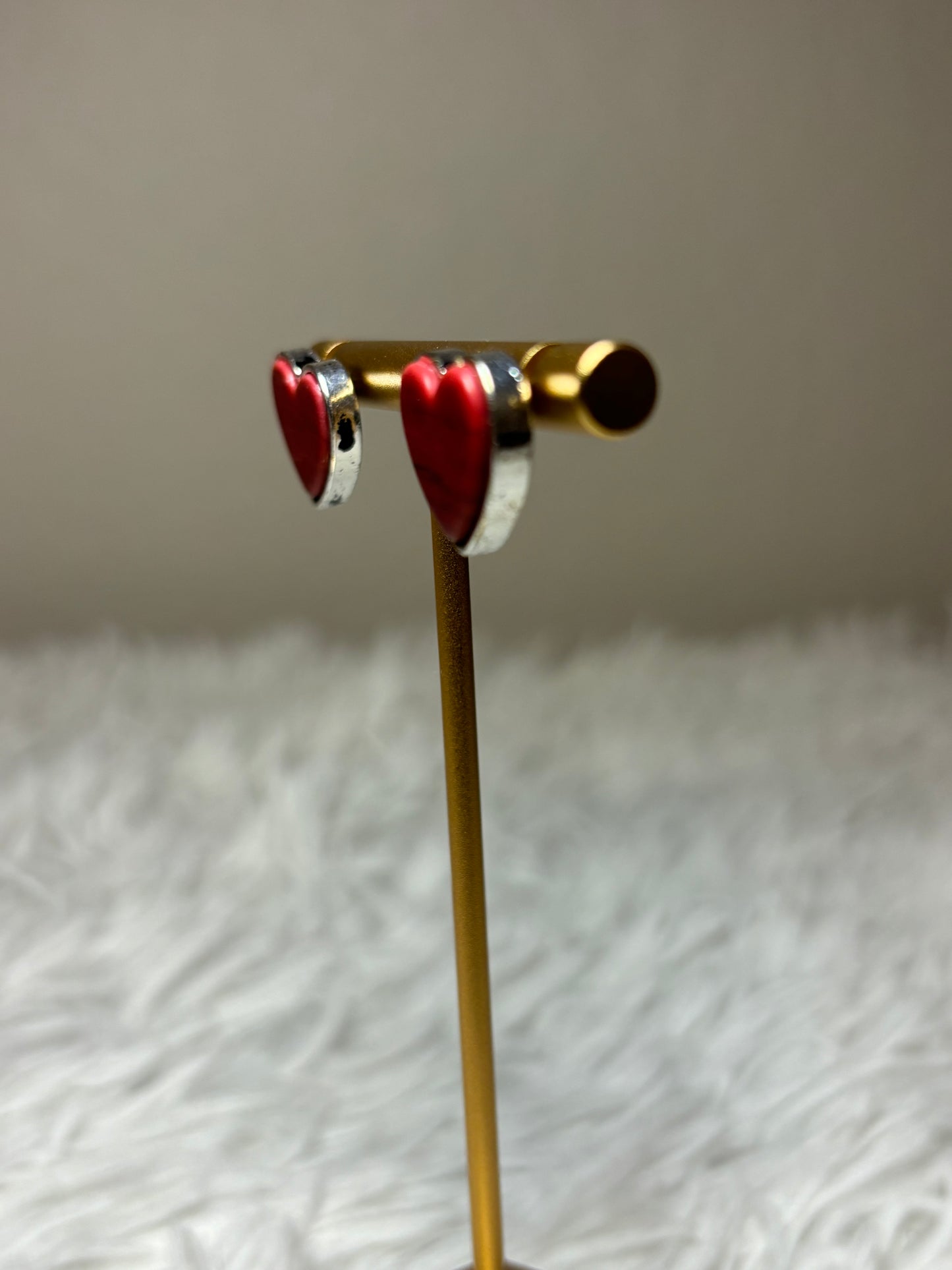 Red Heart Stud Earrings