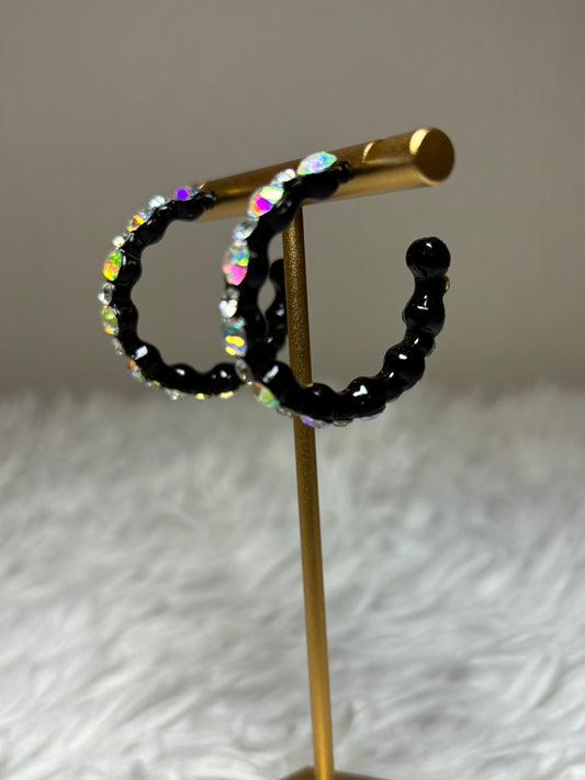AB Rhinestone Hoop Earrings