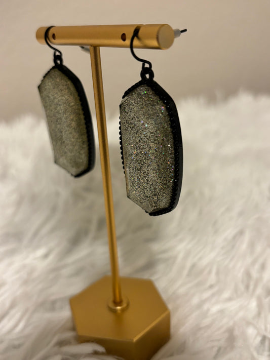 KS Inspired Silver Glitter Earrings