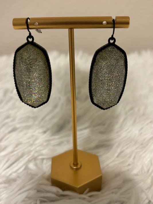KS Inspired Silver Glitter Earrings