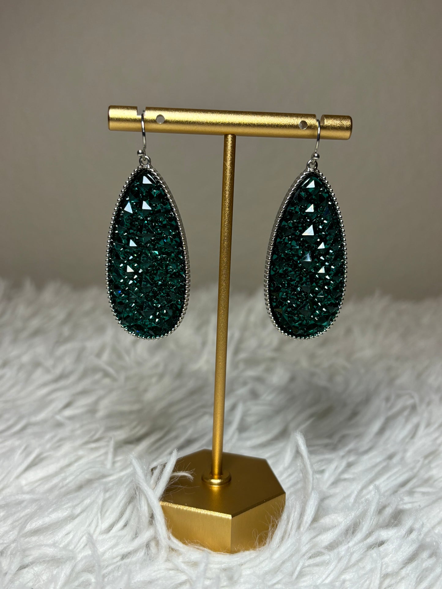 Emerald Sparkle Teardrop Earrings