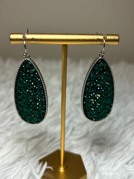 Emerald Sparkle Teardrop Earrings