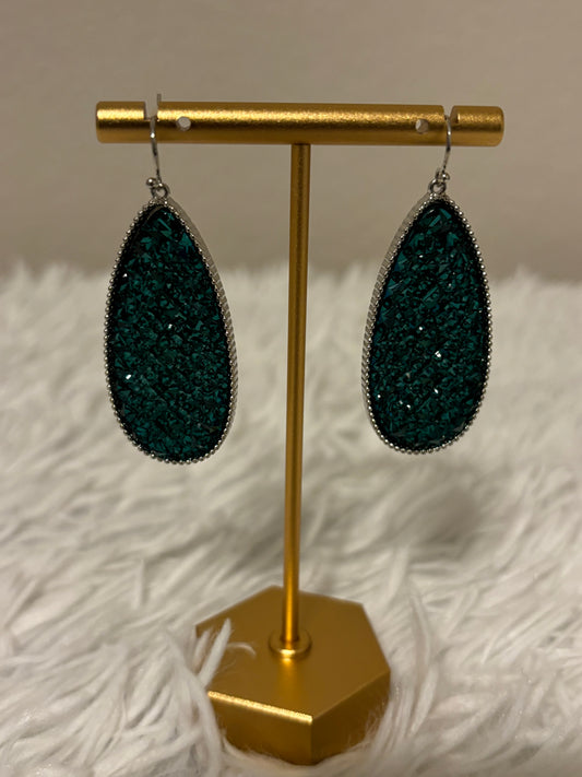 Emerald Sparkle Teardrop Earrings