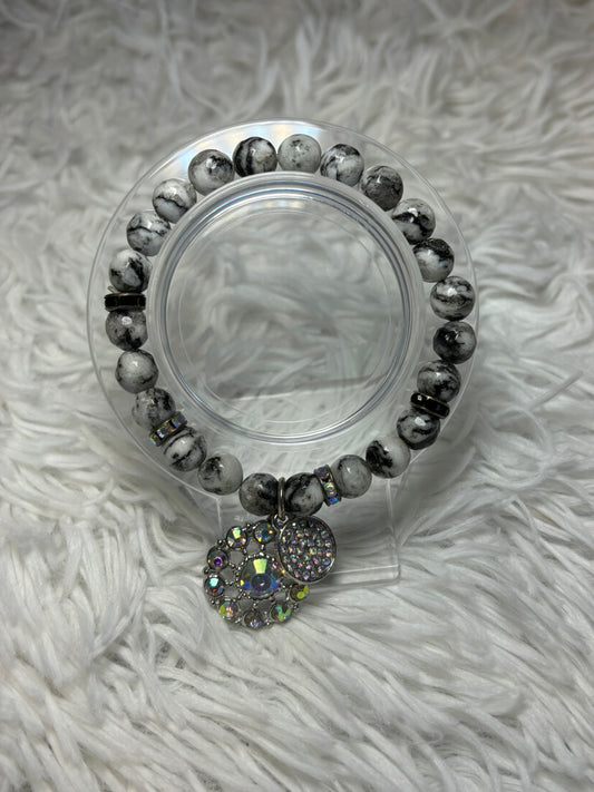 Marble Stretch Bracelet with AB Charms