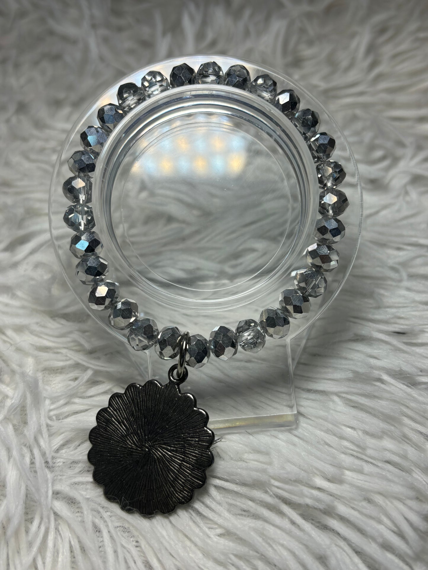Silver Beaded Stretch Bracelet