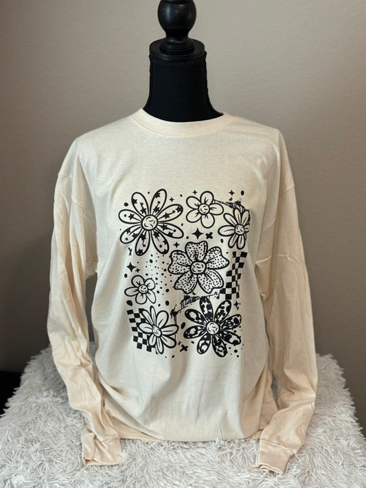 Floral Checker Long-Sleeve T-shirt