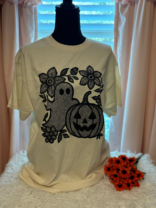 Lace Ghost and Pumpkin Shirt