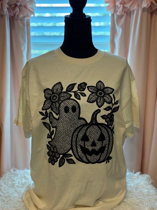 Lace Ghost and Pumpkin Shirt
