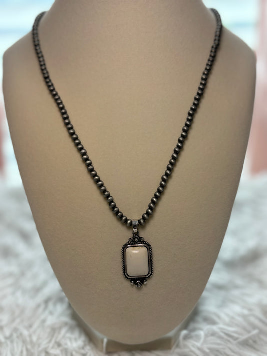 Western Rectangle Stone Pendant Necklace