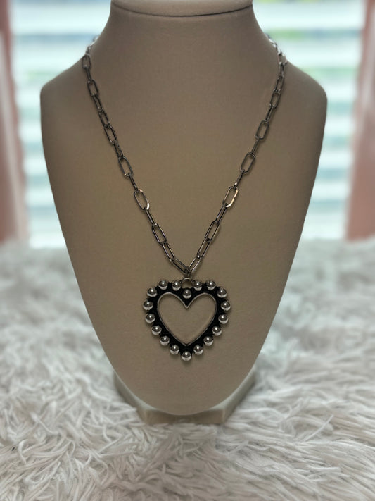 Western Heart Bubble Heart Necklace