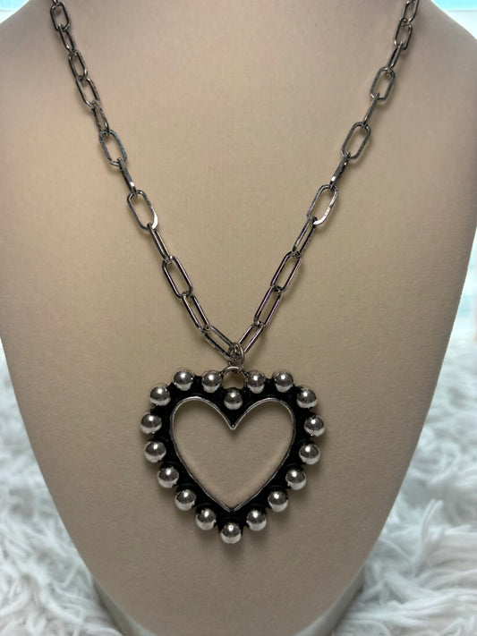 Western Heart Bubble Heart Necklace