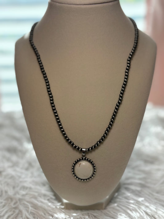 Navajo Pearl Necklace with Stone Pendant