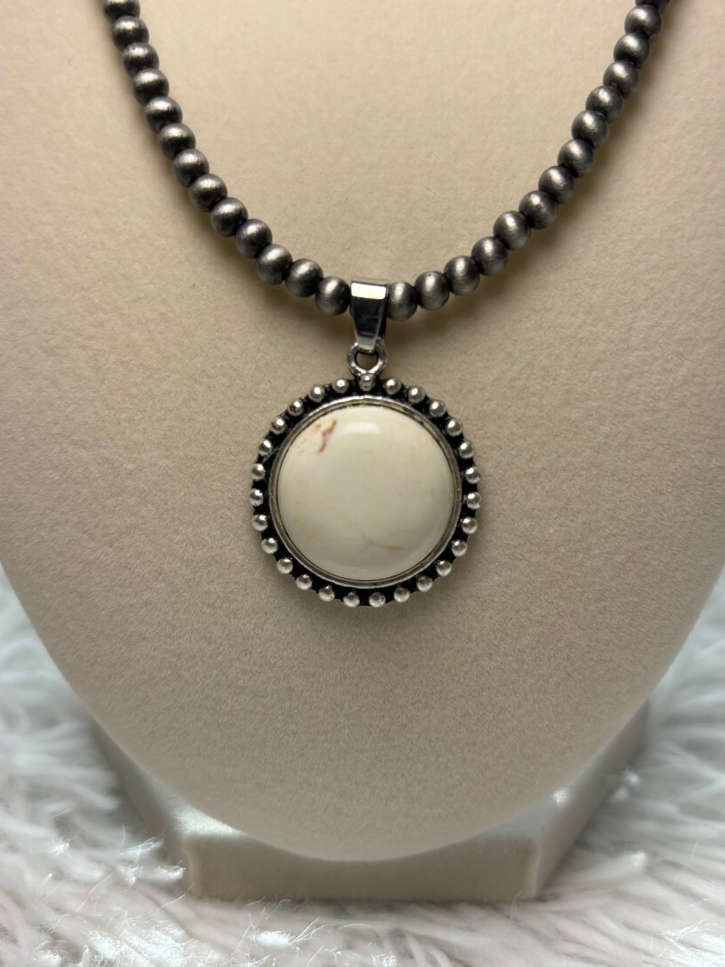 Navajo Pearl Necklace with Stone Pendant