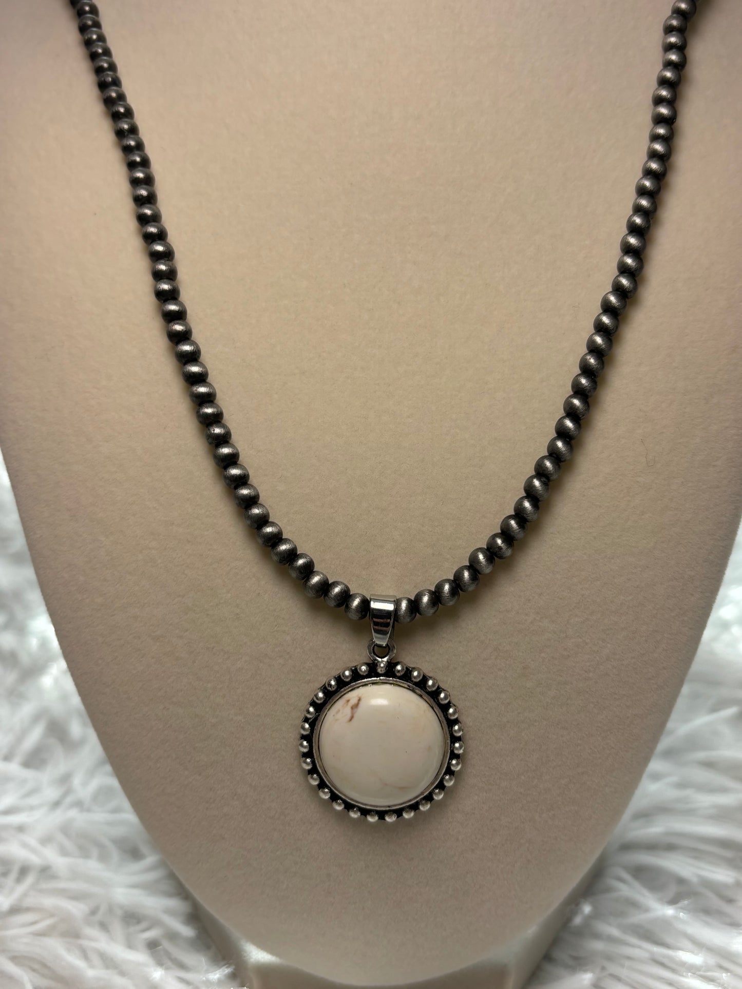 Navajo Pearl Necklace with Stone Pendant