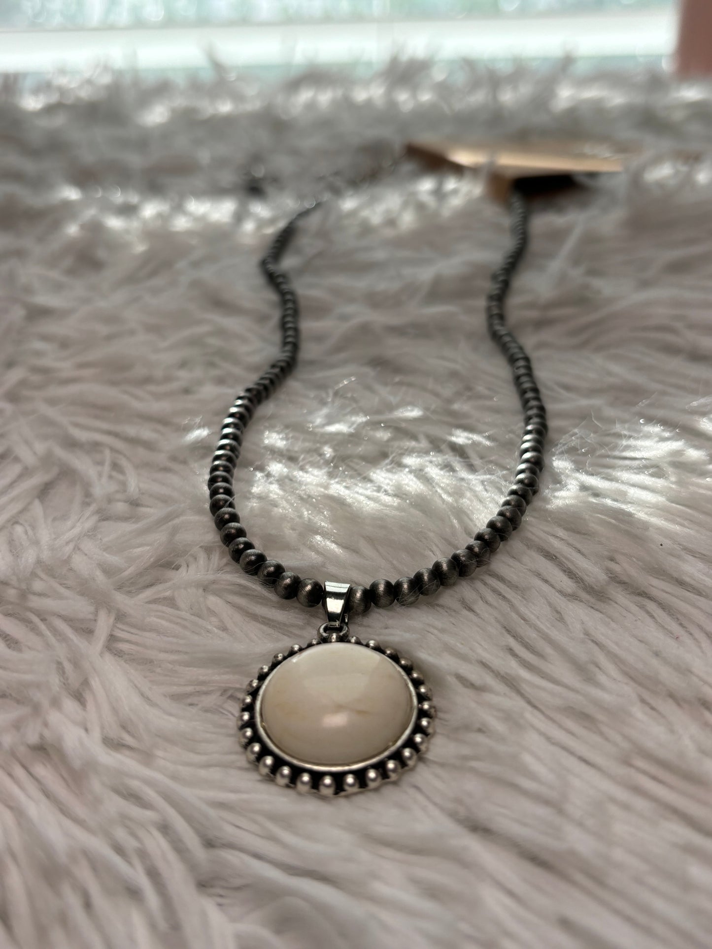 Navajo Pearl Necklace with Stone Pendant