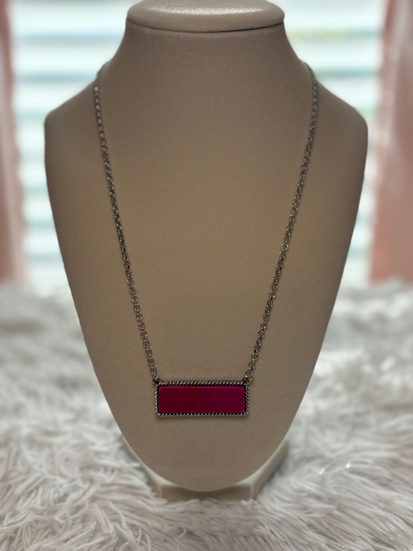 Western Pink Bar Necklace