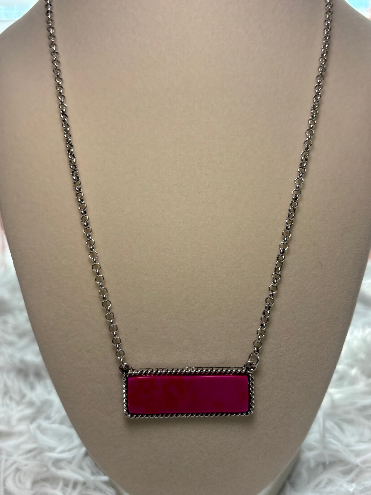 Western Pink Bar Necklace