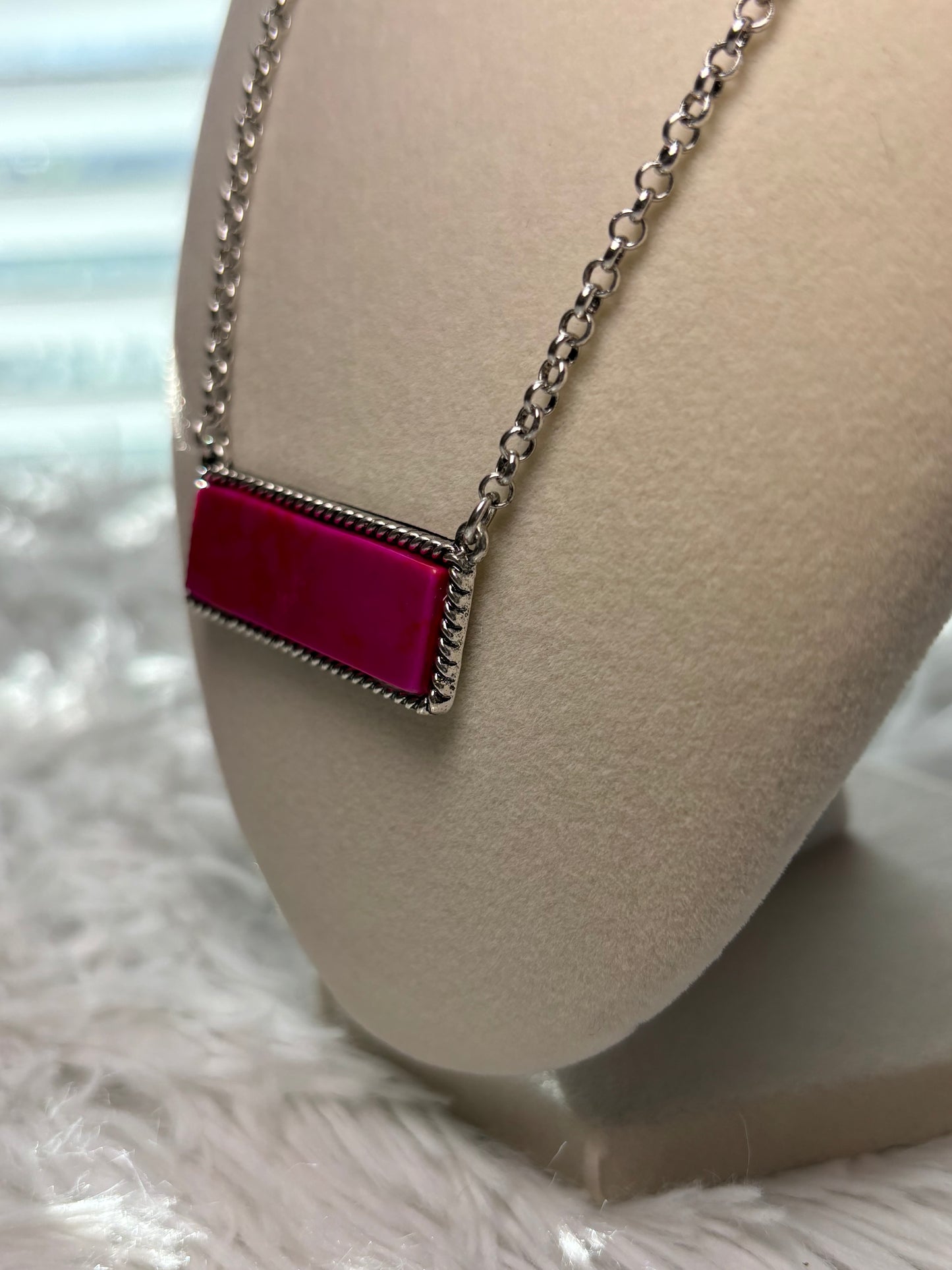 Western Pink Bar Necklace