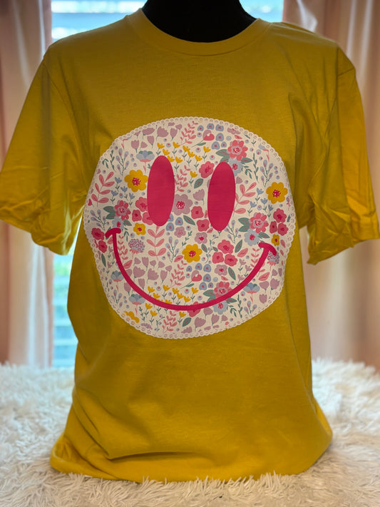 Flower Smiley Face T-Shirt