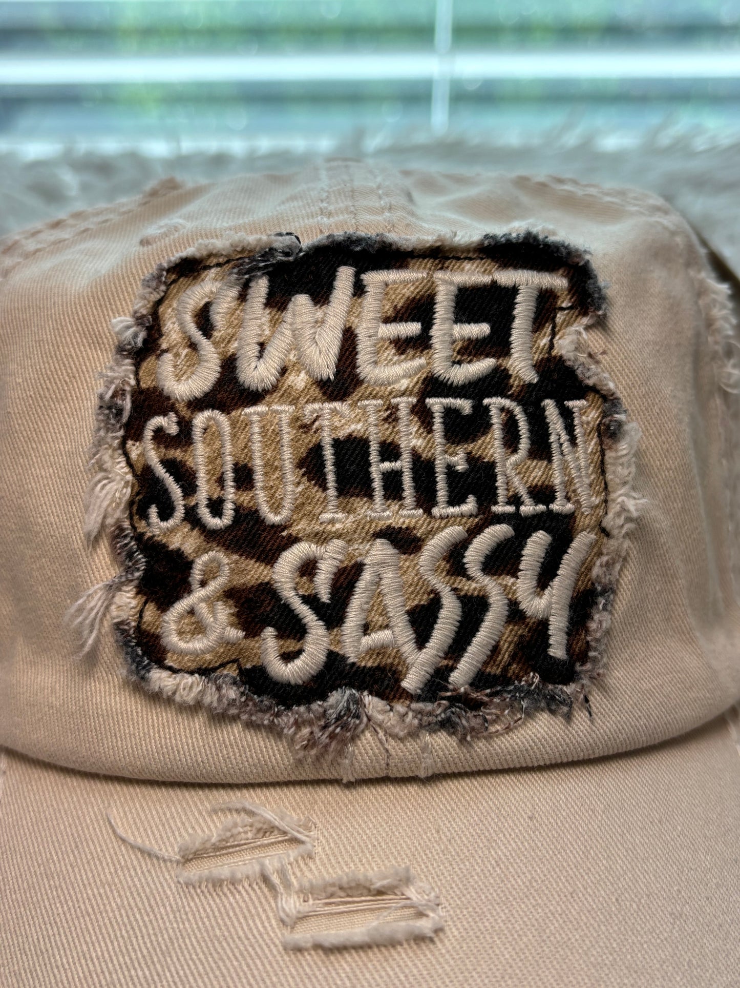 Sweet Southern & Sassy Leopard Ballcap- Stone
