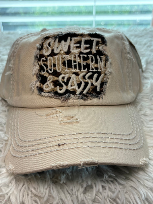 Sweet Southern & Sassy Leopard Ballcap- Stone
