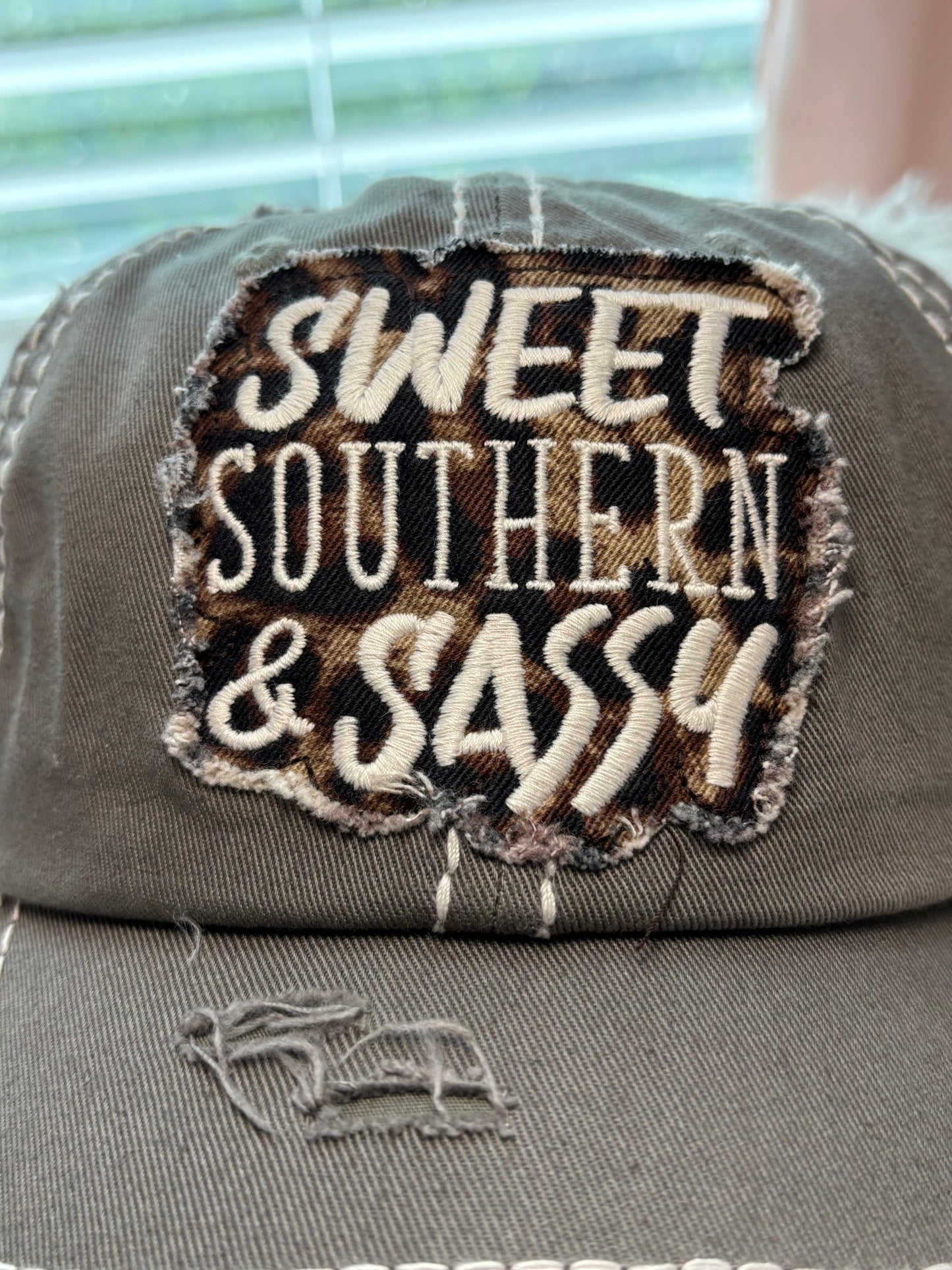 Sweet Southern & Sassy Washed Ballcap- Moss