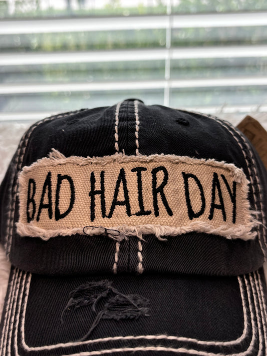 Bad Hair Day Ball Cap- Black