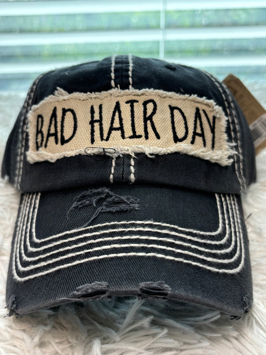 Bad Hair Day Ball Cap- Black