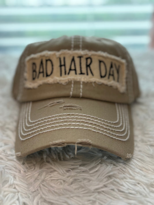 Bad Hair Day Ball Cap- Khaki