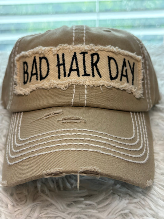 Bad Hair Day Ball Cap- Khaki