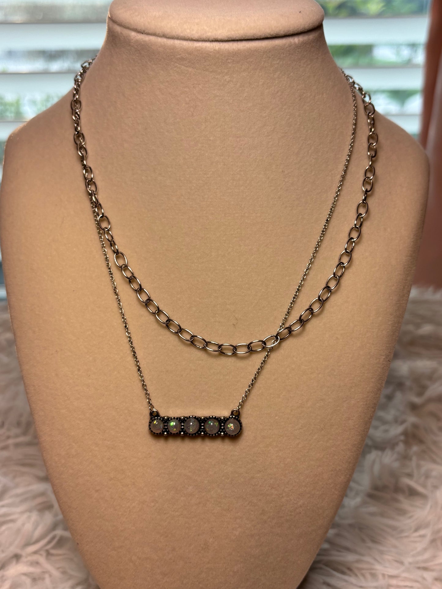 Two Row Opal Stone Necklace