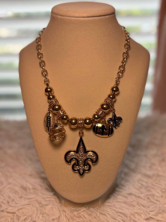 Fleur De Lis Football Necklace Set